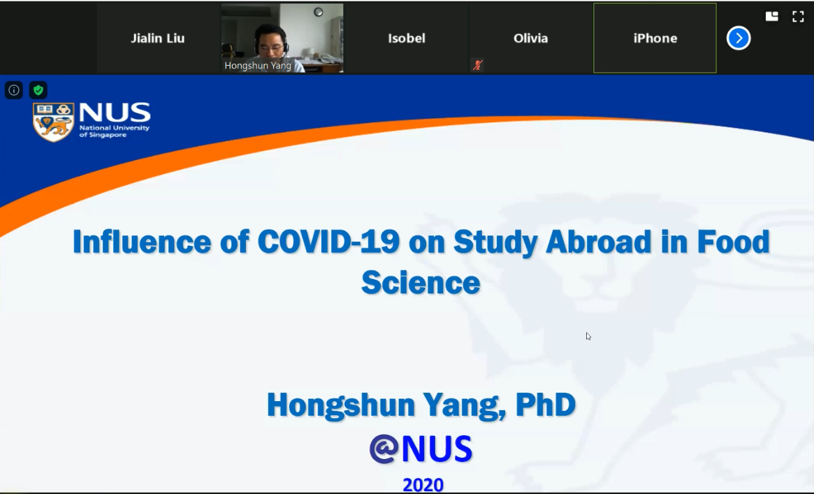 Dr. Hongshun Yang from the National University of Singapore (NUS) delivers an online lecture for BEFS faculty and students