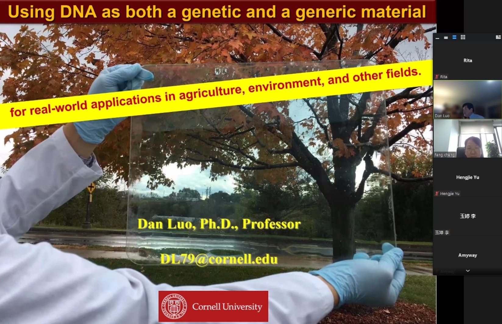 Dr. Dan Luo Gave the Report Named Using DNA as Both a Genetic and a Generic Material Online